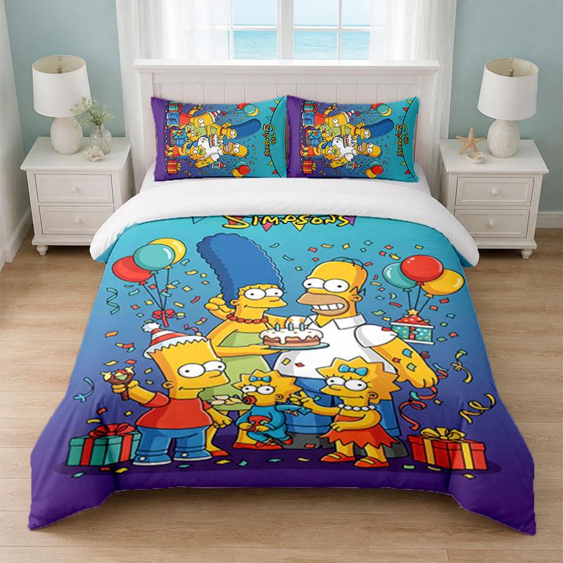 The Simpsons Bedroom 3Pcs Bedding Set Soft Bed Sheet Pillowcases Home Bedding Decoration
