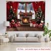 2D Flat Winter Christmas Garage Banner, Cozy Fireplace & Snowy Window Party Background