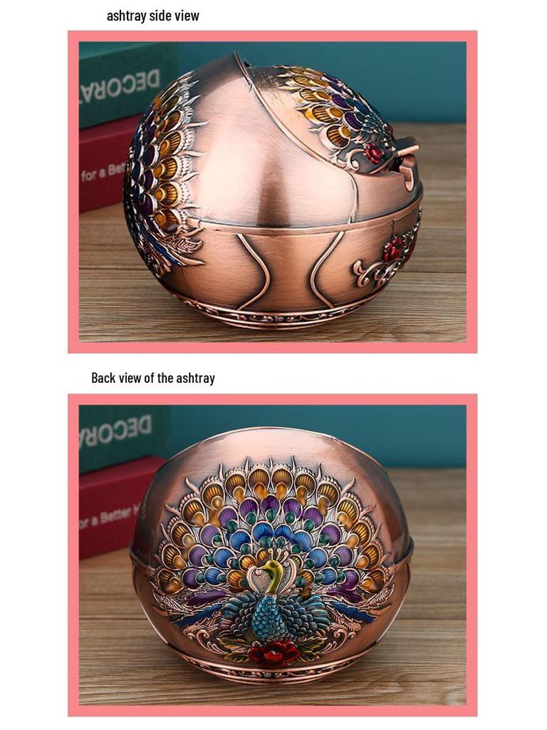 European Style Ashtray with Lid: Trendy, Drop-Proof, Anti-Fly Ash, Odor-Resistant, Luxury Living Room Decor.