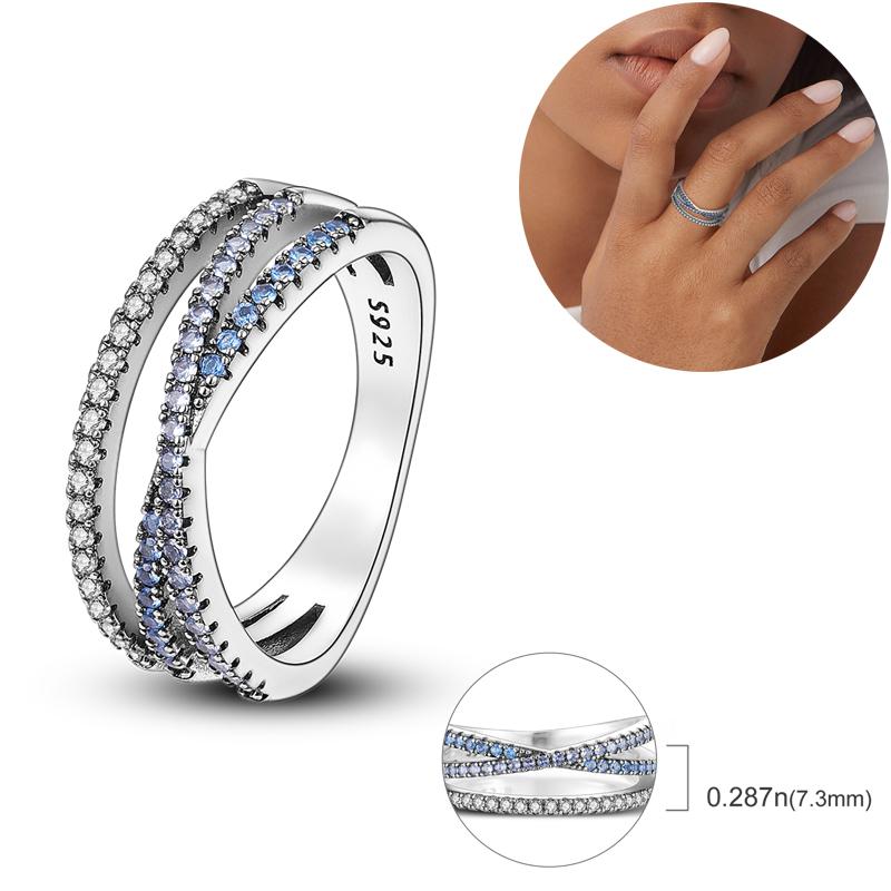 925 Silver Wedding Rings For Women Girl 'S Stackable Ring For Engagement Party