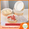 Shixun Round Kraft Paper Takeout Bowls with Lids, 1100ml (100 Sets)