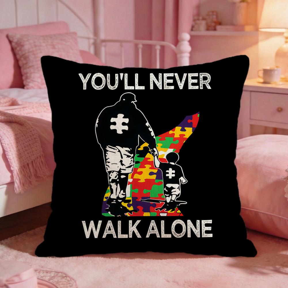 Autism Support Puzzle Cushion Cover Premium Comfort Reversible Pillow Cove Two In One Design For Any Room  Car Interior