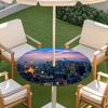 Outdoor Round Table Cover With Nature Print Waterproof Elastic Hem Patio Garden Deck
