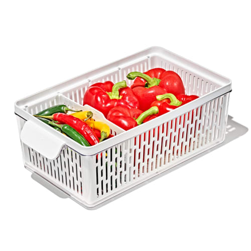 

OXO Vegetable Keeper for Refrigerator, Organizer, and Storage, Includes Draining Basket, Keeps Vegetables Fresh, Dishwasher Safe, Medium Size