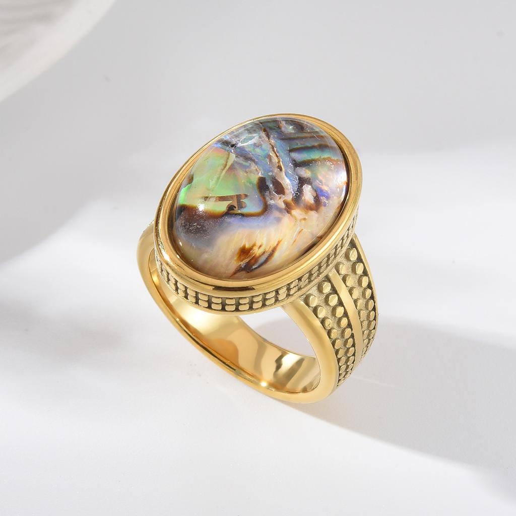 Natural tiger's eye stone rings and trendy black onyx rings are made of 316L stainless steel with 18k gold plating.