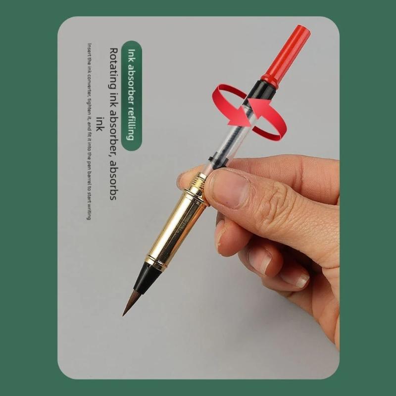 Portable Metal Fountains Brush Pen For Chinese Calligraphy Practice And Daily Writing Tasks