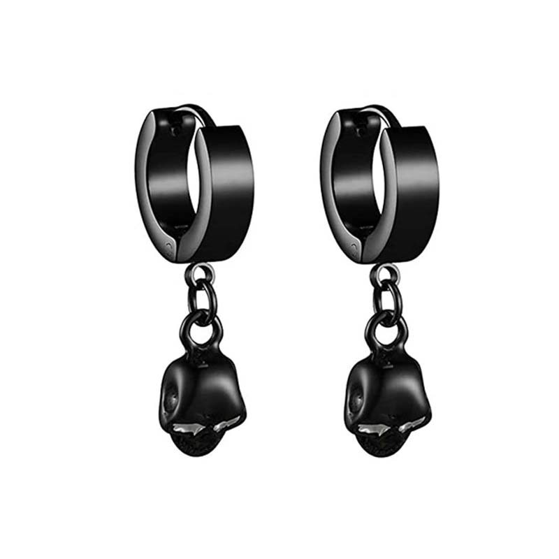 Black Silver Color Sword Earrings Men Stainless Steel Sword Blade Skull Huggie Hoops Earrings Cool Fashion Rock Tattoo Jewelry 1pc