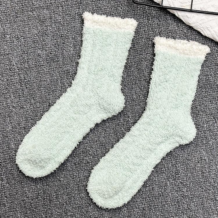 

Женские носки из кораллового велюра, утолщенные махровые напольные носки для осени и зимы, средней длины, домашние послеродовые носки, теплые носки для сна до середины икры 1 pair