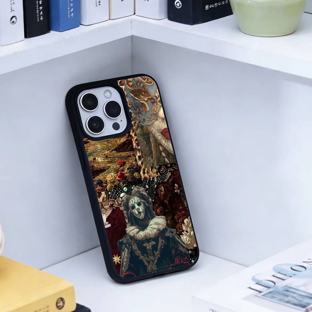Dark Ornate Collage Art Phone Case For iPhone 14,16,15,13,17,12,Plus,Pro,Max Magnetic For Magsafe Frosted Cover