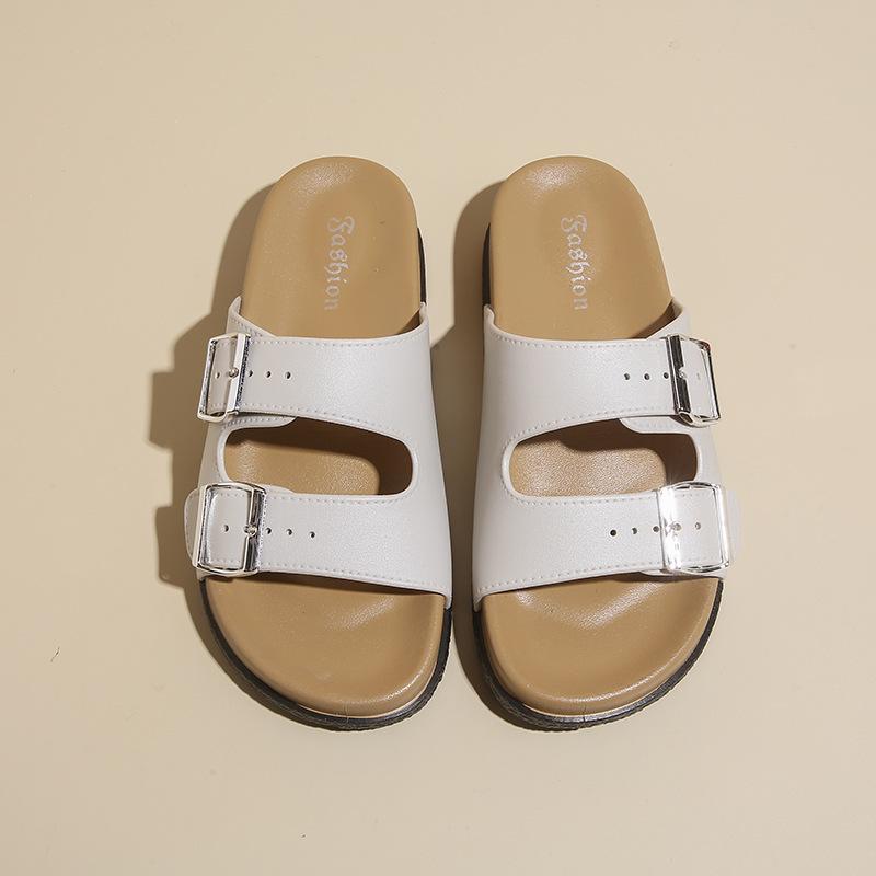 Fashion Summer Women Sandals Women Cork Footbed Slides Outdoor Casual Flip-flops Vacation Beach Sandals with Adjustable Buckle