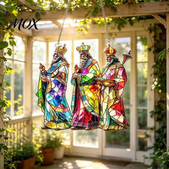 Modern Acrylic Prism Art Sun Catchers for Windows, Stained Glass Style Rainbow Maker Hanging Decorative Window Ornaments, Colorful Pendants