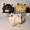 Cute Bear Plush Ears Flipped Brim Beret Female Face Small Cloud Octagonal Hat Big Head Circumference Painter Hat Tide