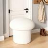 Cream White Cashmere Fabric Stool, Cute Household Mushroom Stool, Low Bench & Coffee Table Stool for Adults