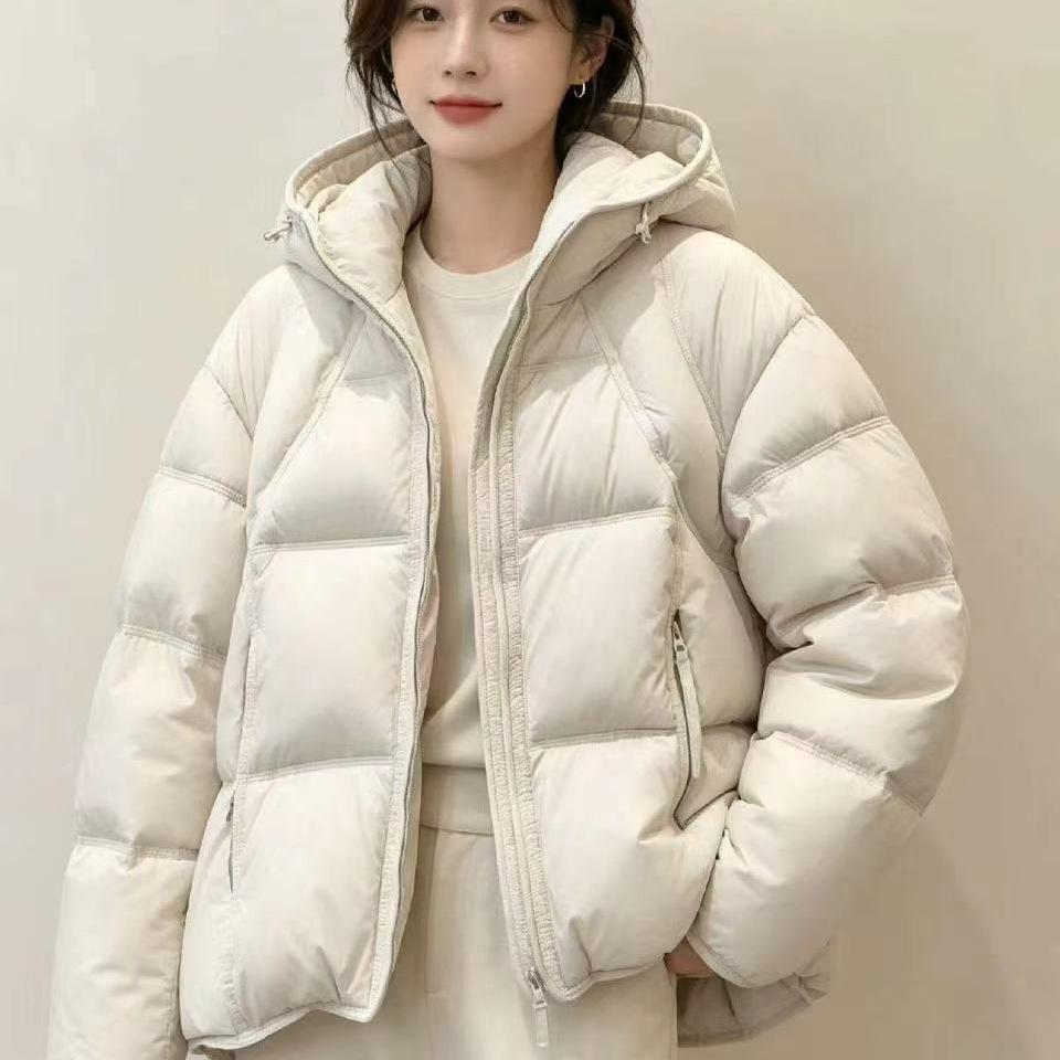 New puff down jacket women's short hooded Korean version loose small bread jacket thickened warm jacket women