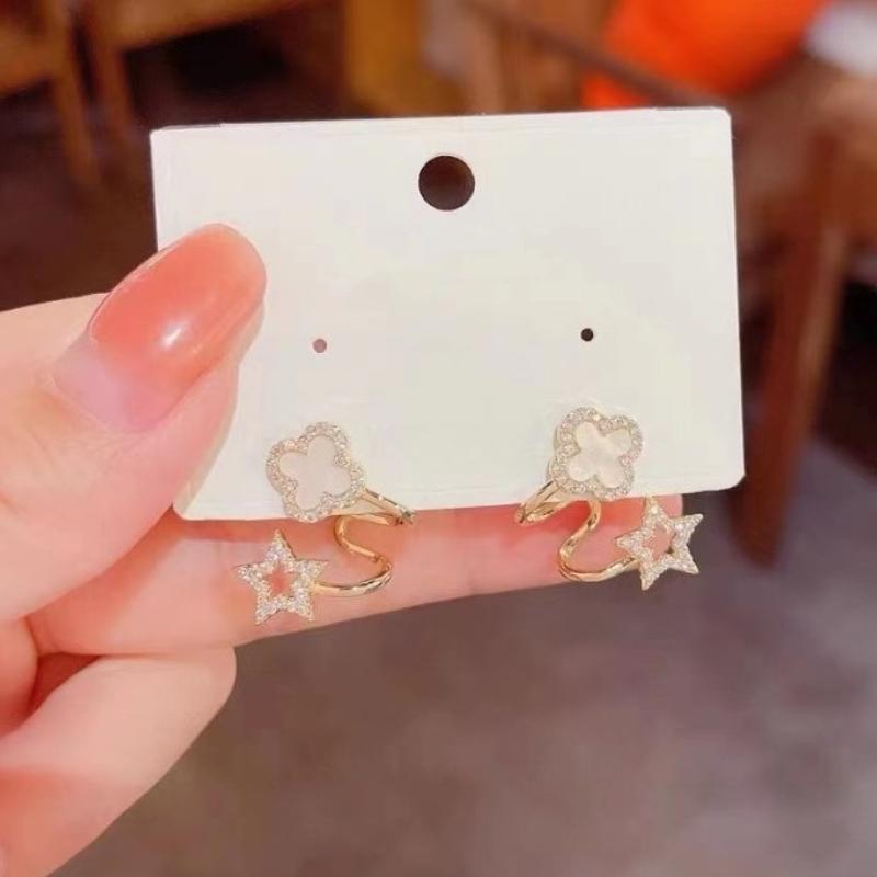 Elegant Delicate Gold Plated S925 Silver Needle Micro Zircon Four Leaf Clover Stud Earrings For Women Jewelry