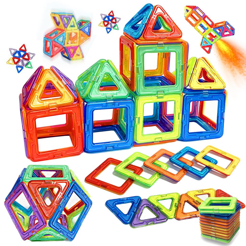 Children Magnetic Building Blocks Set, 30+ Large Abs Educational Puzzle Toys, 3D Shape Changing, Vibrant Colors