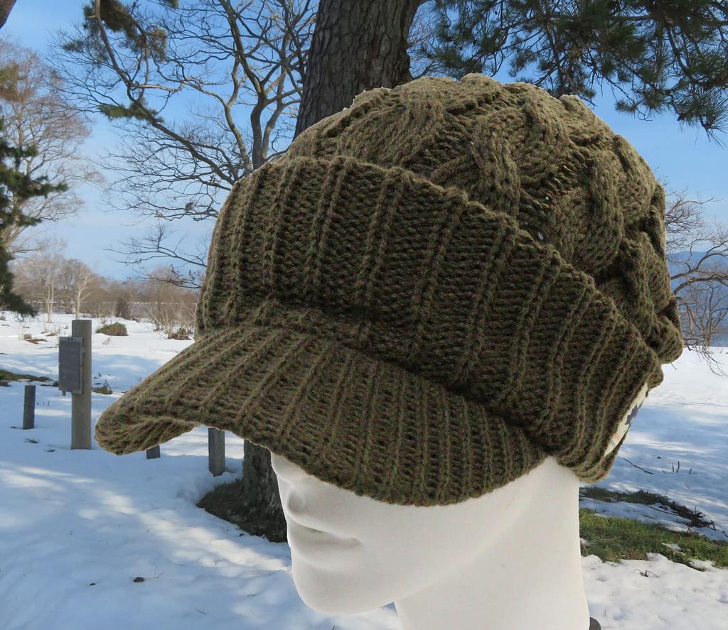 LOGOS Knit Cap with Solid Cable Khaki Brim, Knit,