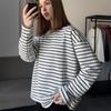 Dámská nadměrná trička s dlouhým rukávem Jaro Podzim Základní pruhované tričko s kulatým výstřihem Mikiny Ležérní volný střih Bavlna Cvičební pulovry Topy pro ženy