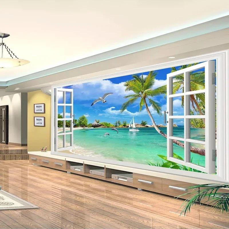 Southeast Asia Seascape Natural Scenery 3D Mural Wall Painting Room Home TV Sofa Background Wall Wallpaper Art Home Decoration