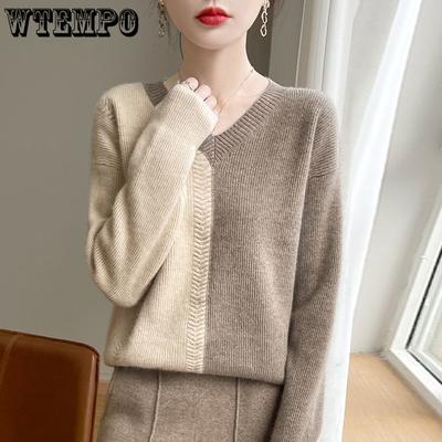 Herbst/Winter Damen V-Ausschnitt Strickpullover Korean Edition Loose Pullover Inner Undercover Top
