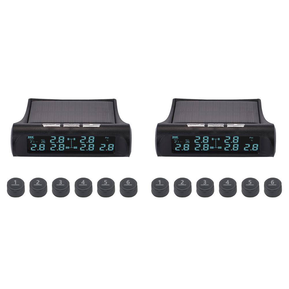 

Wireless Car Tire Pressure Monitor 6 External Sensor Digital TPMS 8bar USB Solar