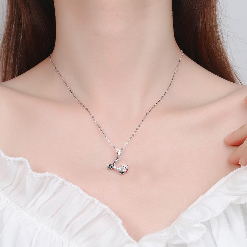 S925 Sterling Silver Electric Car Pendant Riding My Beloved Motorcycle Men and Women Couple Cute Silver Jewelry