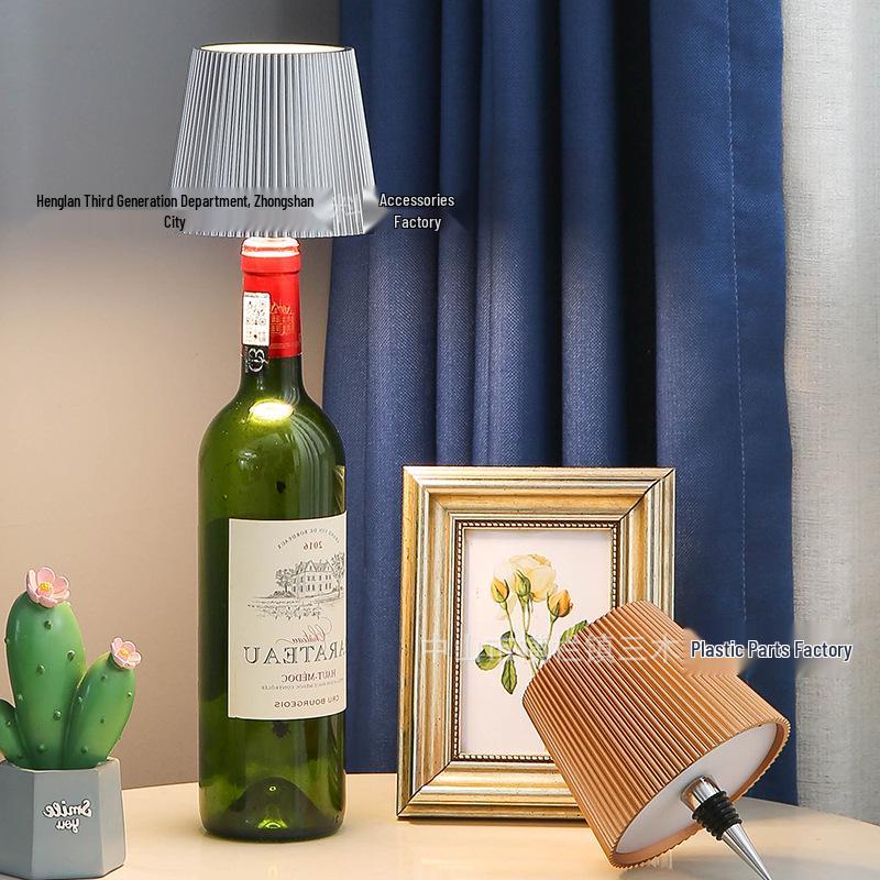 Rechargeable Wine Bottle Desk Lamp - Touch-Control Small Night Light for Bar, Restaurant & Home Decor