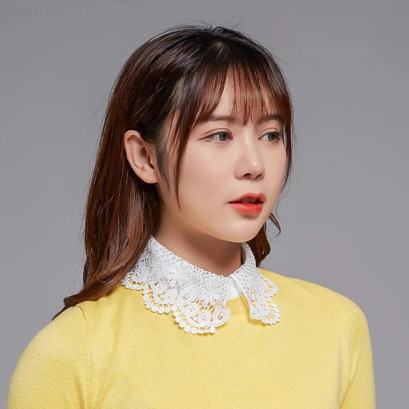 Perfect Match Chiffon Women Hollow Out Floral Lace Fake Collar Sweater Detachable Lapel Half Shirt Blouse Female False Collars Nep Kraagie