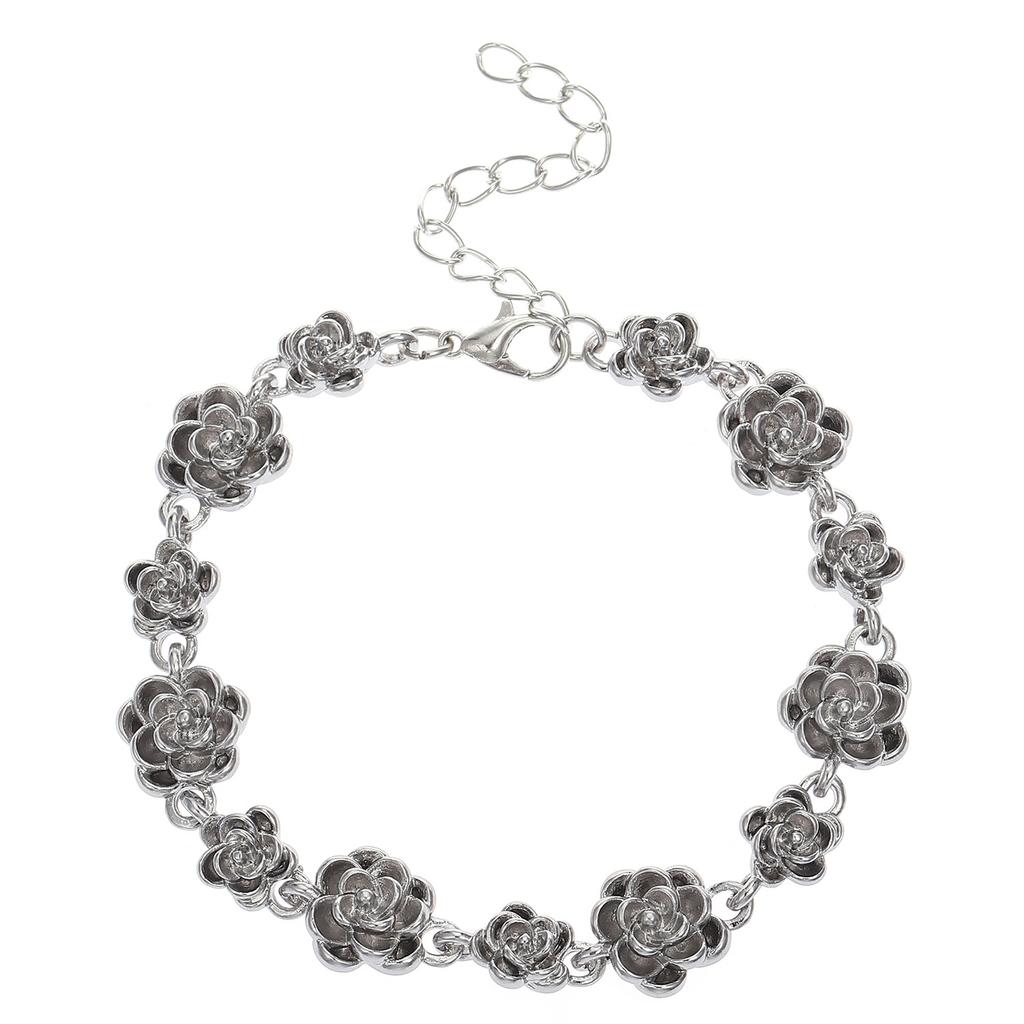 Alloy rose bracelet for women, retro and old design temperament bracelet