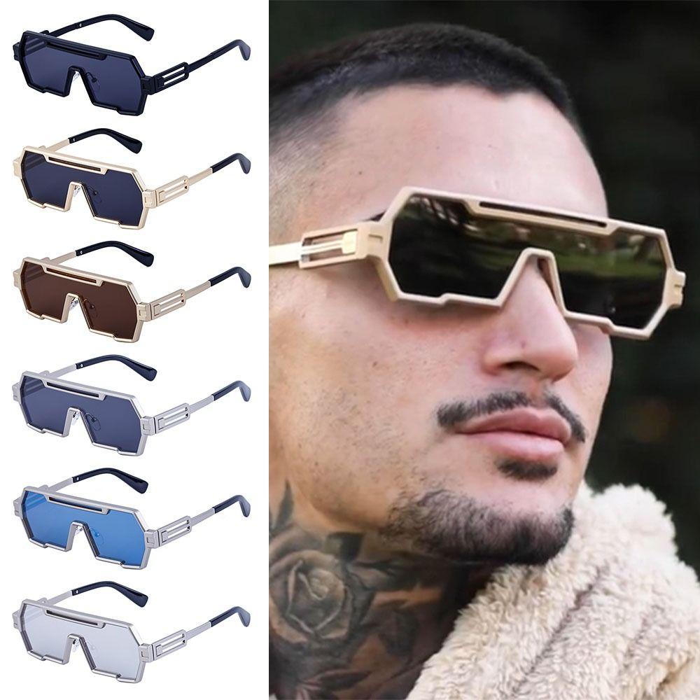 Retro Metal Steampunk Sunglasses Big Frame Punk Irregular Square Sun Glasses UV400 Protection Shades for Men