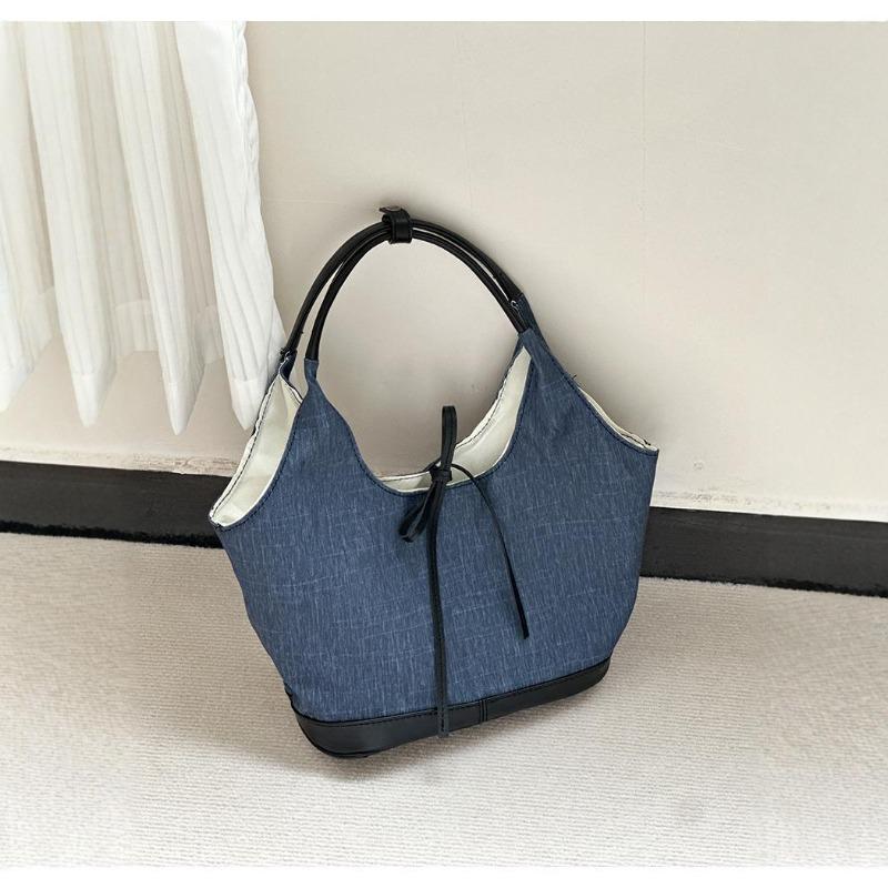 Niche Splicing Canvas Tote Bag Women's New Commuter Fashion Handbag Versatile Shoulder Armpit Bag