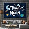 2D Outer Space Astronaut & Rocket Backdrop "Two the Moon" Birthday Photo Booth