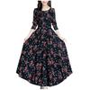 Women Floral Beach Dress Long Sleeve Casual Party Vintage Boho Dress