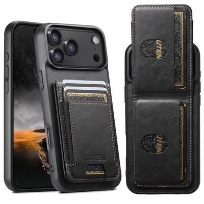 Elastic Band Card Slot Wallet Phone Case for Apple 17 Pro Max and Samsung S25 Ultra, Leather Stand Protective Cover