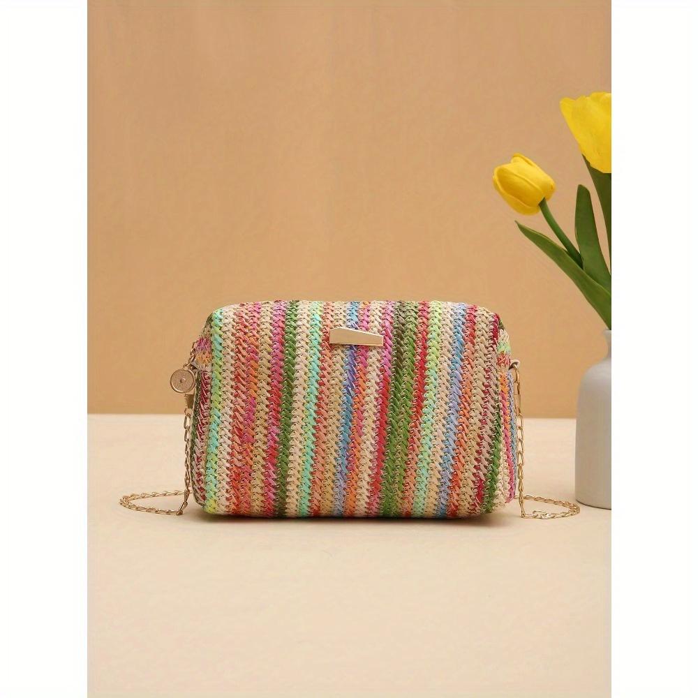 Mädchenhafte Farbe Stroh Umhängetasche Multifunktional, Tragbar und Perfekt als Damen Kamera- oder Kosmetiktasche