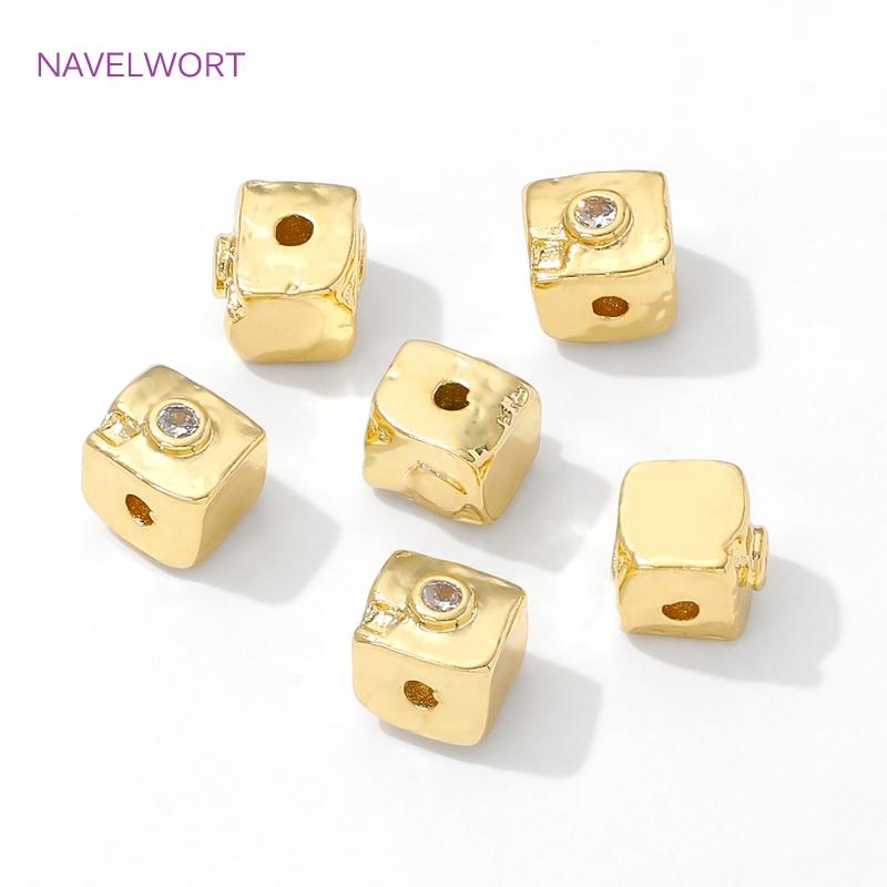 18K Gold Plated Square with Zircon Spacer Beads For Bracelet Making,Beads Separators,DIY Jewelry Making,Accessories For Jewelry