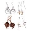 1 Pair Women Earrings Ethnic Style Plant Leaf Design Faux Obsidian Inlaid Hook Earrings Jewelry Gift Accessories