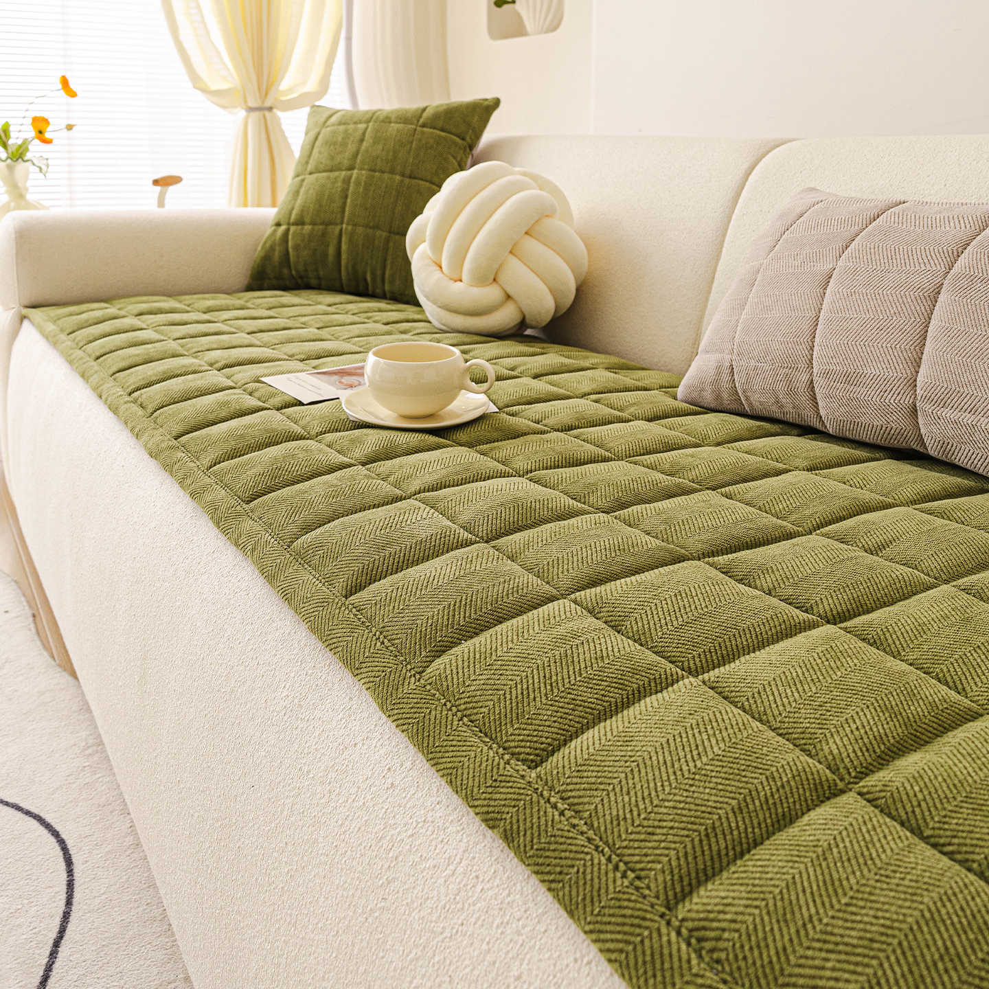 

Подушка для дивана с узором «елочка», утолщенная, всесезонная, шенилл, новинка 2025, подушка для дивана с прямым рядом, противоскользящая накидка из ткани 45X45cm pillow cover