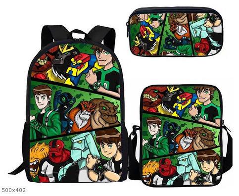 Less Hacker Backpack Ben 10 Student School Bag Anime Cartoon Backpack Lunch Bag Satchel Pencil Case