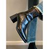 Vintage Square Head Thick Heel Thin Boots Woautumn Winter Velvet British Style Small High Heel Short Boots