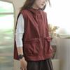 Hooded Women's Vest Spring and Autumn Jacket Women's Casual Tooling Loose Retro Vest Waistcoat