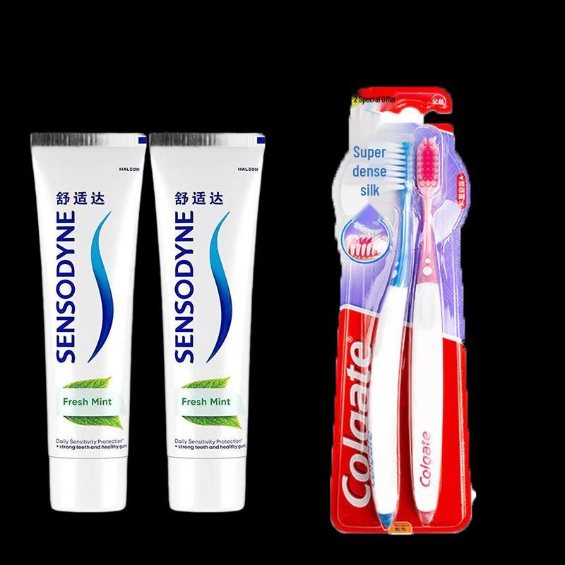 Sensodyne Mint Anti-Cavity & Anti-Sensitivity Toothpaste & Toothbrush Combo