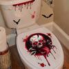 Spooky Halloween Decorations Set Self-Adhesive Skull Bat Wall Stickers for Bathroom Waterproof and Removable Toilet Seat Lid