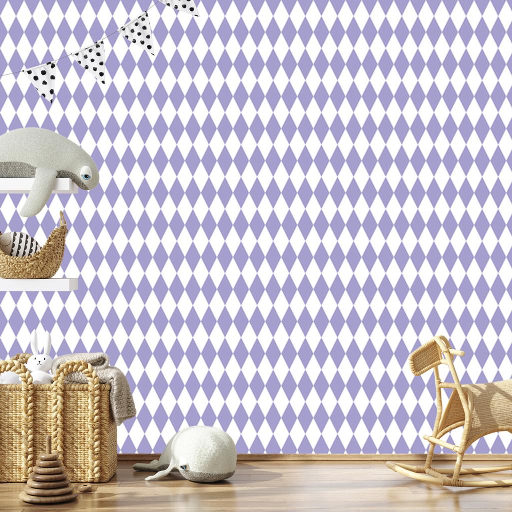 Harlequin Diamonds Wallpaper White and Blue for Living Room and Bedroom 50x1000