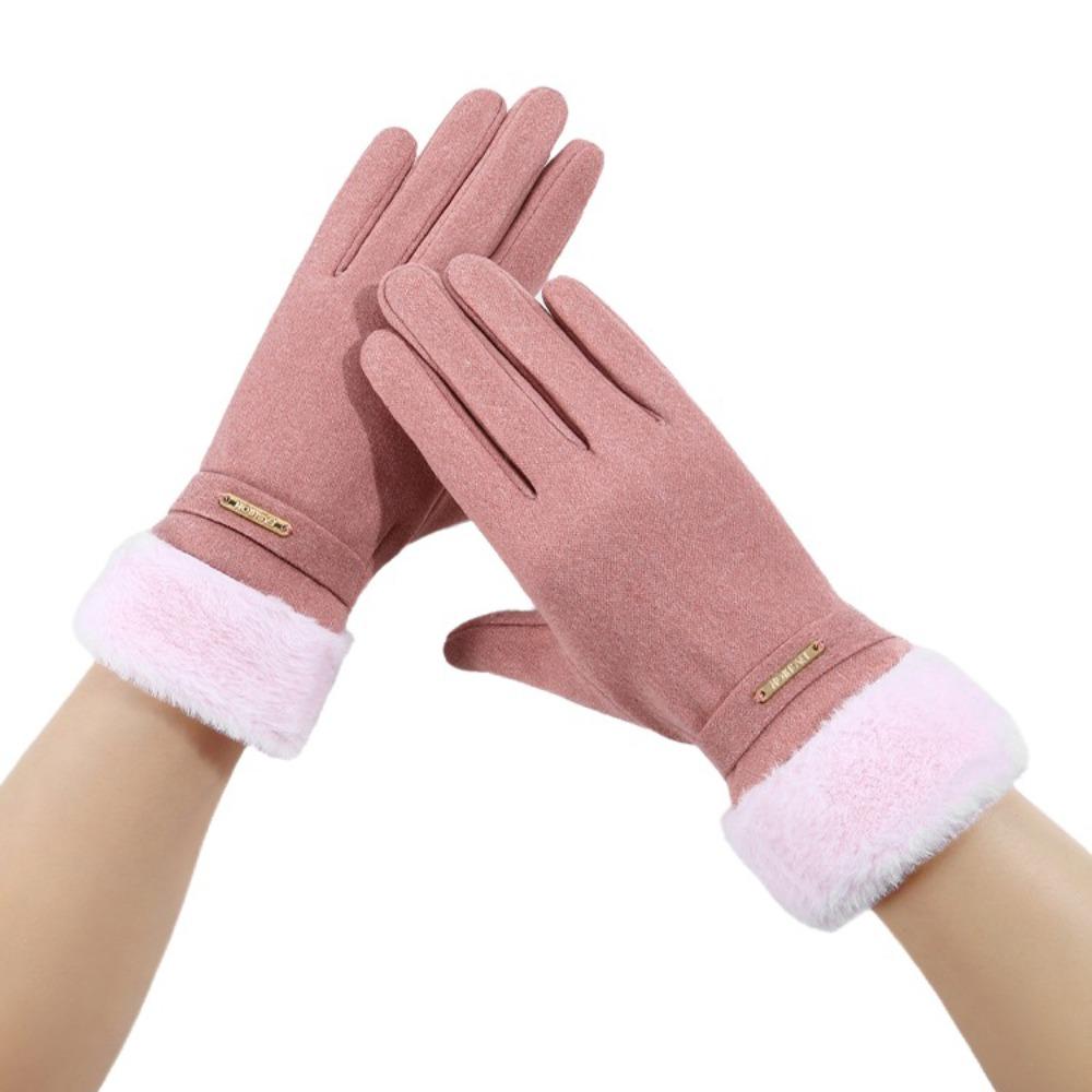 Thickened Plush Warm Suede Gloves Plus Velvet Lining Windproof Riding Gloves Cycling & Driving