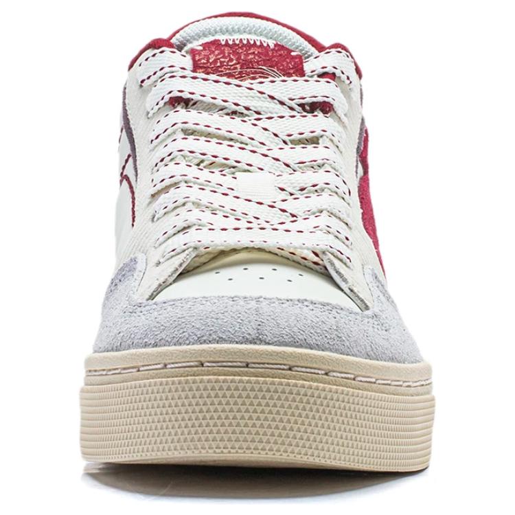 Li Ning Wei Wu 180 Soft Elastic Casual Non-Slip Wear-Resistant Mid-Top Skate Shoes Women Skate Shoes White Red AECU008-3