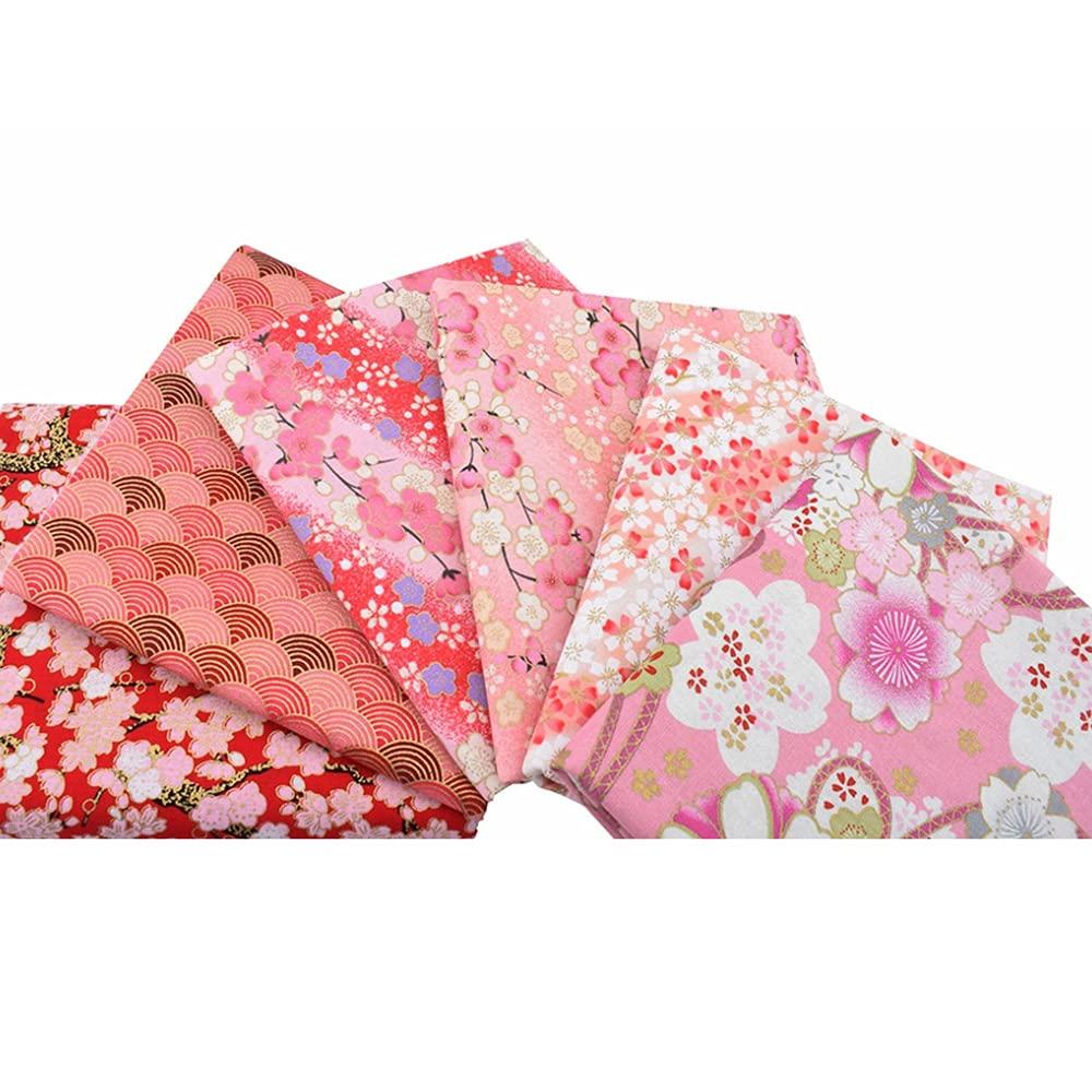 misaki Japanese Pattern Fabric Scraps Japanese Cut 48cm Set, Floral, Metallic, Cotton, Fabric, Cloth, Stylish, Crafts, DIY, Patchwork, Handmade,