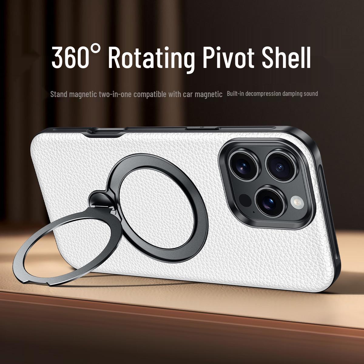 

Apple 16 Pro Max Magnetic Leather Case - Frosted Black Edge, Lychee Pattern Apple 16 Pro Max