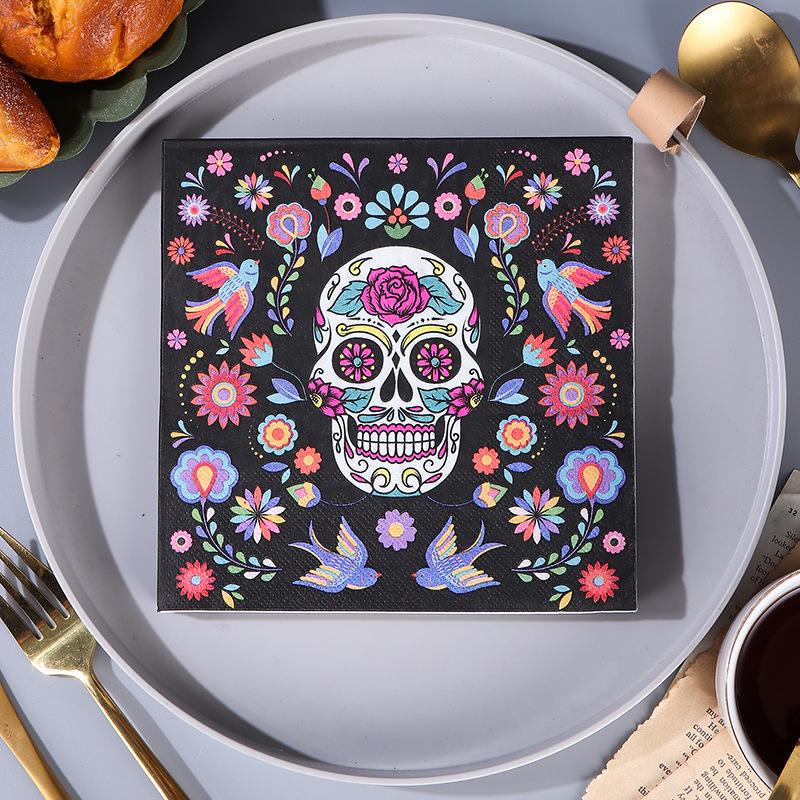 20Pcs Funny Halloween Skull Pumpkin Printed Disposable Napkin Paper Table Dinner Tissues Party Decoration