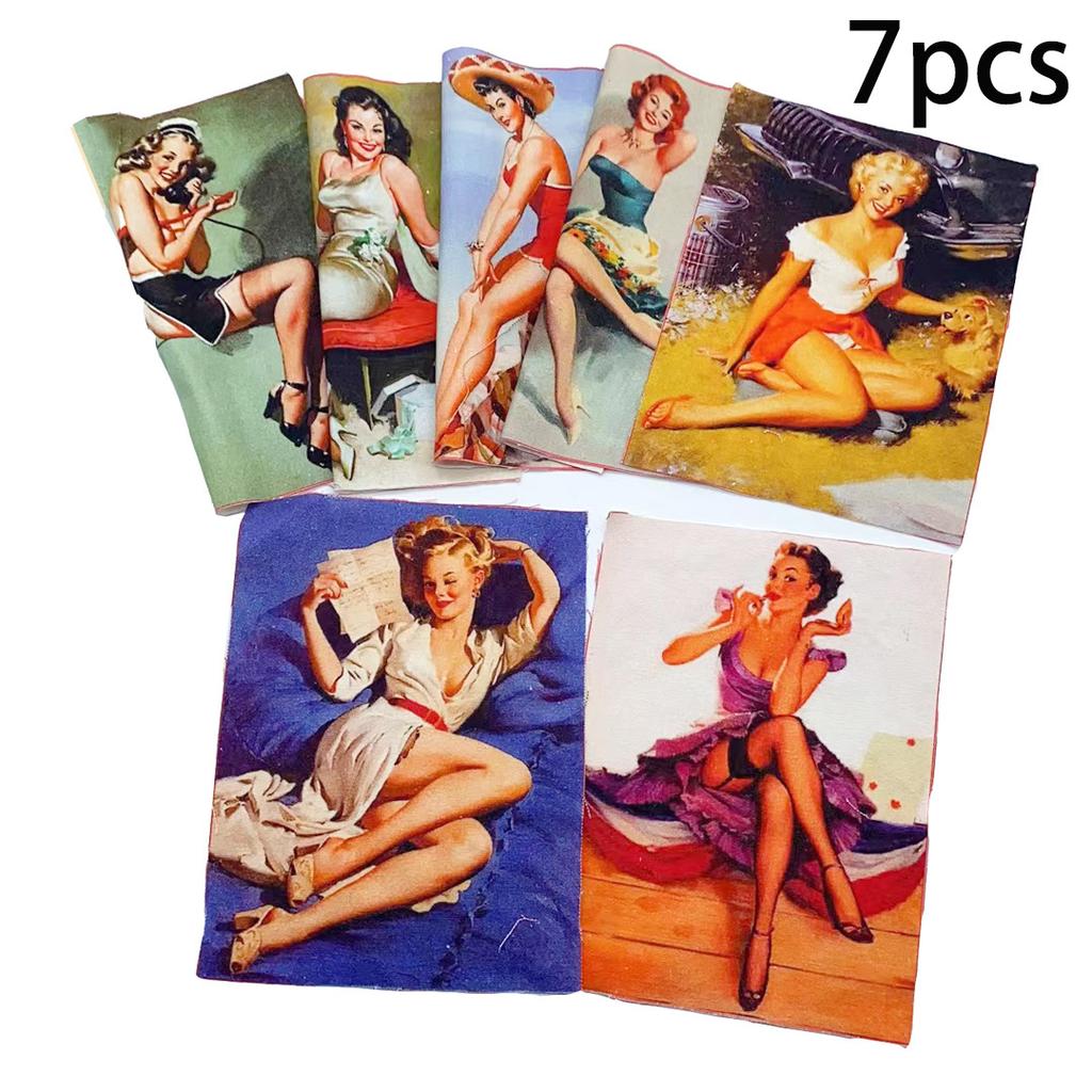 9pcs/lot Patchwork Bundle Fabrics DIY Sewing Textile Material Splicing Cloth Retro Hand Craft Embroidery Cotton Canvas Girl